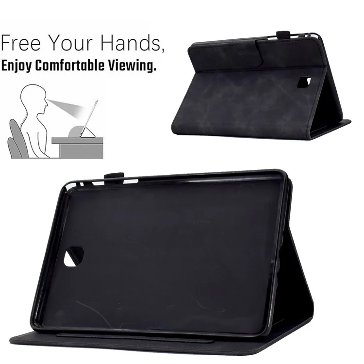 Custodia Per Protezione Completa Per Samsung Galaxy Tab A 8.0 SM-T350 (2015), Slot di Supporto Per Supporto di Supporto Per Motivi in ​​pelle - Nero
