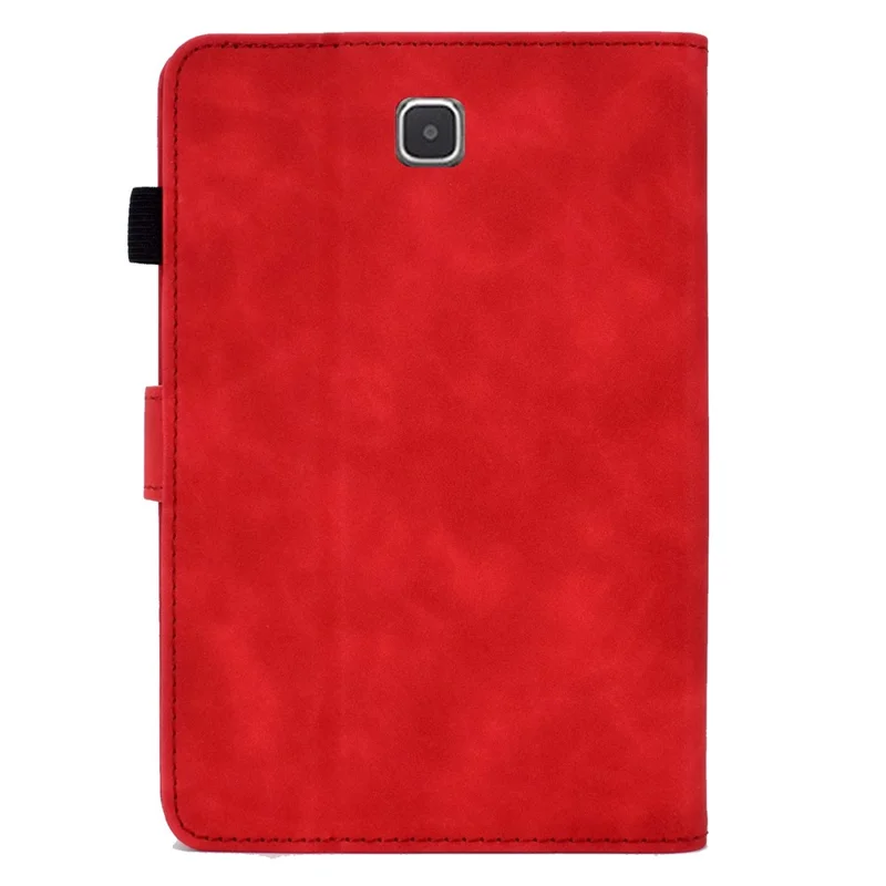 Full Protection Case for Samsung Galaxy Tab A 8.0 SM-T350 (2015), Supporting Stand Card Slots Imprinted Pattern Leather Tablet Cover Shell - Red