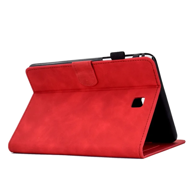Full Protection Case for Samsung Galaxy Tab A 8.0 SM-T350 (2015), Supporting Stand Card Slots Imprinted Pattern Leather Tablet Cover Shell - Red