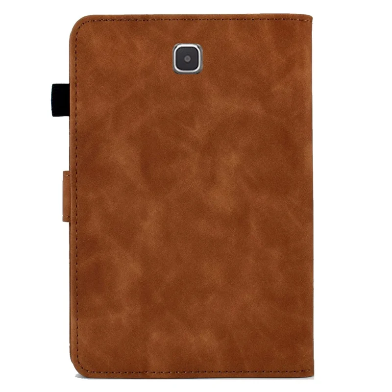 Full Protection Case for Samsung Galaxy Tab A 8.0 SM-T350 (2015), Supporting Stand Card Slots Imprinted Pattern Leather Tablet Cover Shell - Brown