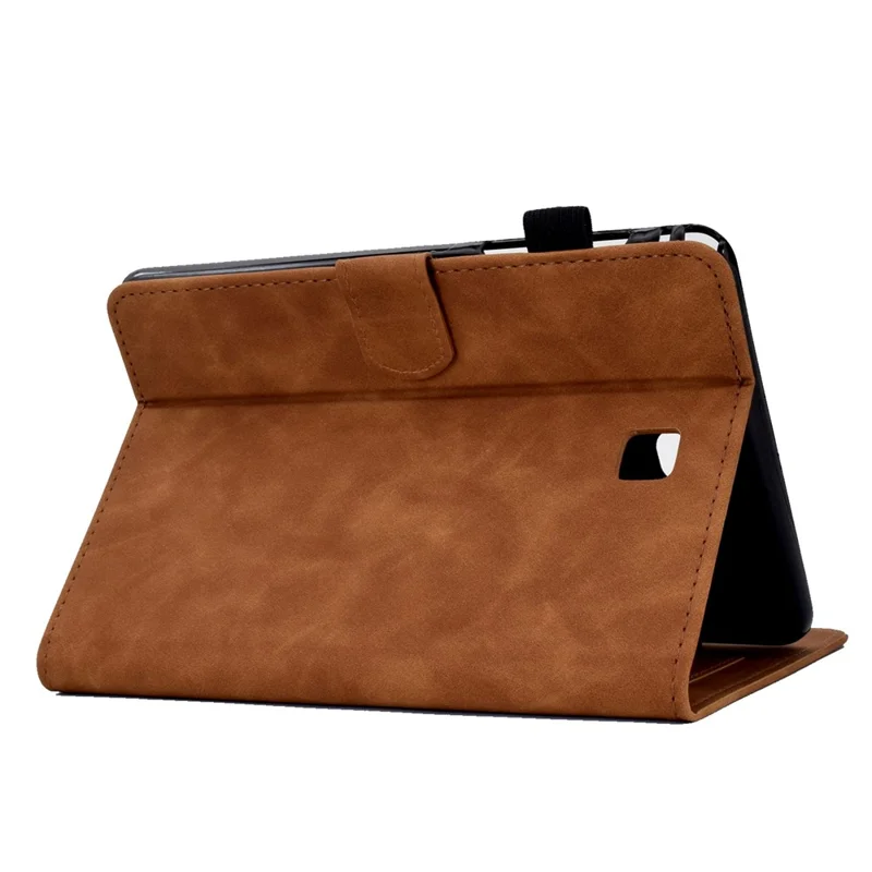 Full Protection Case for Samsung Galaxy Tab A 8.0 SM-T350 (2015), Supporting Stand Card Slots Imprinted Pattern Leather Tablet Cover Shell - Brown