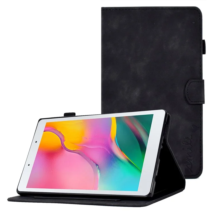 Para Samsung Galaxy Tab A 8.0 (2019) SM-T290 (Wi-Fi) Tarjetas de PU Slots Patrón de Estuche Patrón Impreso Folio Magnetic Con Soporte de Lápiz - Negro