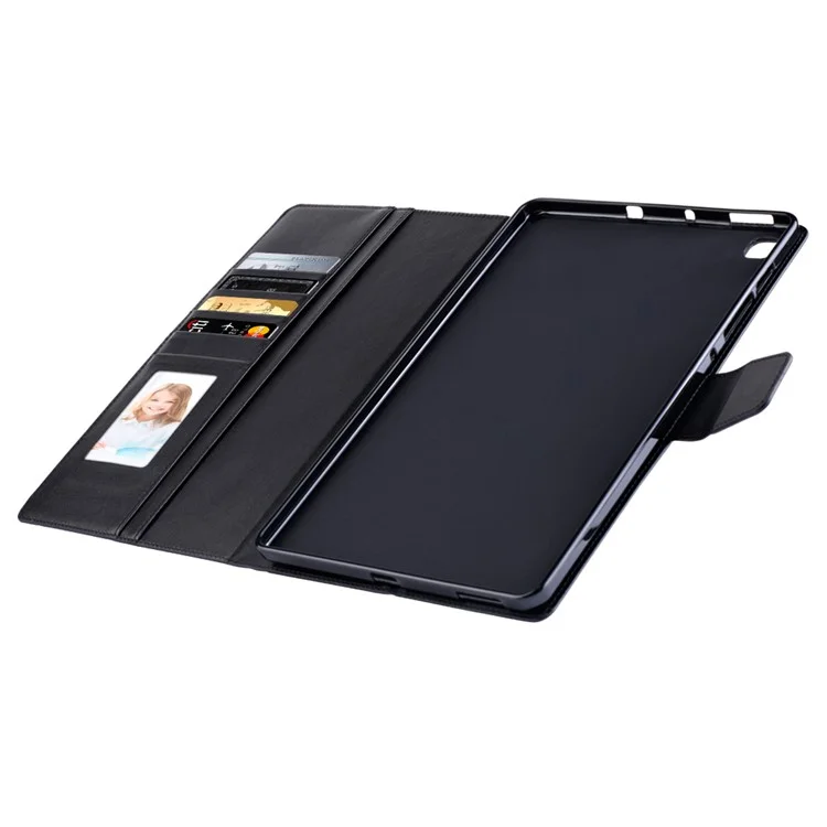 Hanman Mill -serie Für Samsung Galaxy Tab S6 Lite / S6 Lite (2022) PU Leder-ständer Brieftablette Abdeckung Magnetische Verschluss Drop-sof-schutzhülle - Schwarz