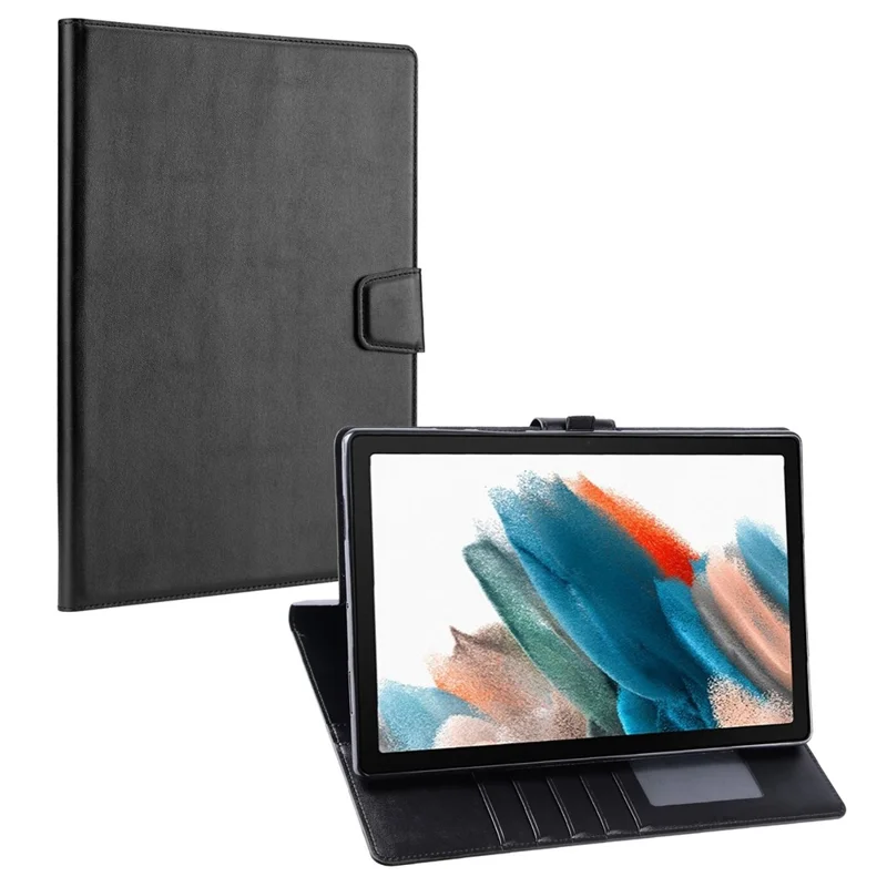 HANMAN Mill Series for Samsung Galaxy Tab A8 10.5 (2021) / (2022) PU Leather Tablet Case Stand Wallet Full Protection Cover - Black