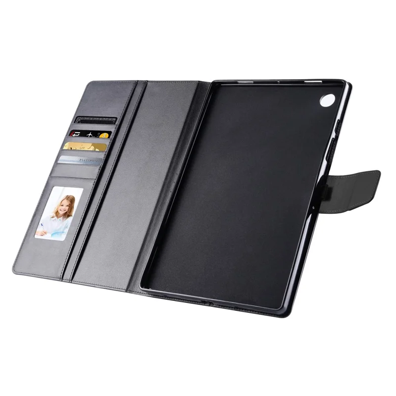 HANMAN Mill Series for Samsung Galaxy Tab A8 10.5 (2021) / (2022) PU Leather Tablet Case Stand Wallet Full Protection Cover - Black