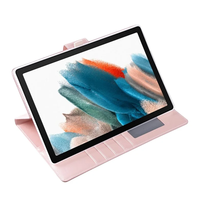 HANMAN Mill Series for Samsung Galaxy Tab A8 10.5 (2021) / (2022) PU Leather Tablet Case Stand Wallet Full Protection Cover - Rose Gold