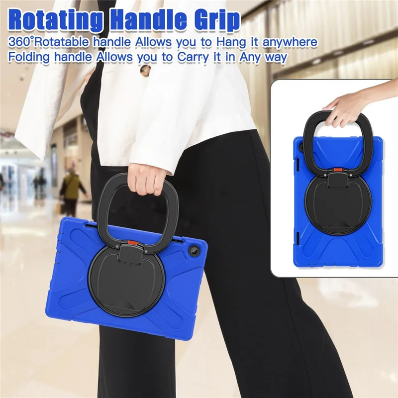 For Lenovo Tab M10 (Gen 3) TB-328FU / TB-328XU PC + Silicone Tablet Case Hand Grip Rotary Kickstand Drop-proof Protective Cover - Blue
