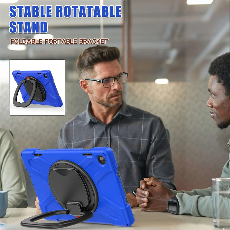 For Lenovo Tab M10 (Gen 3) TB-328FU / TB-328XU PC + Silicone Tablet Case Hand Grip Rotary Kickstand Drop-proof Protective Cover - Blue