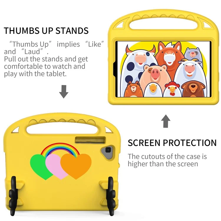 Pour Lenovo Tab M10 Plus TB-X606F 10,3 Pouces Tablet EVA Case de Protection Love Copre Sorme de Palm Palm Forme Couverture du Pripe Grip - Jaune