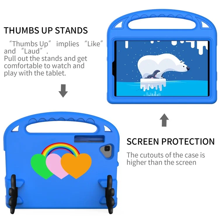 Per Lenovo Tab M10 HD Gen 2 TB-X306F / X306x da 10,1 Pollici a Forma di Palma da Cavalletto Design Eva Case Love Heart Pattern Tablet Copertura Protettiva Con Impugnatura - Blu