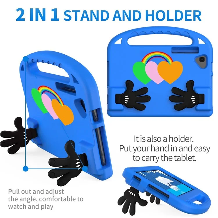 Pour Samsung Galaxy Tab S6 Lite 10,4 Pouces SM-P610 / P615 / Galaxy Tab S6 Lite (2022) Love Heart Motif Modèle Eva Tablet Couvre-résistant à la Goutte Avec Une Forme de Palmier Kickstand - Bleu