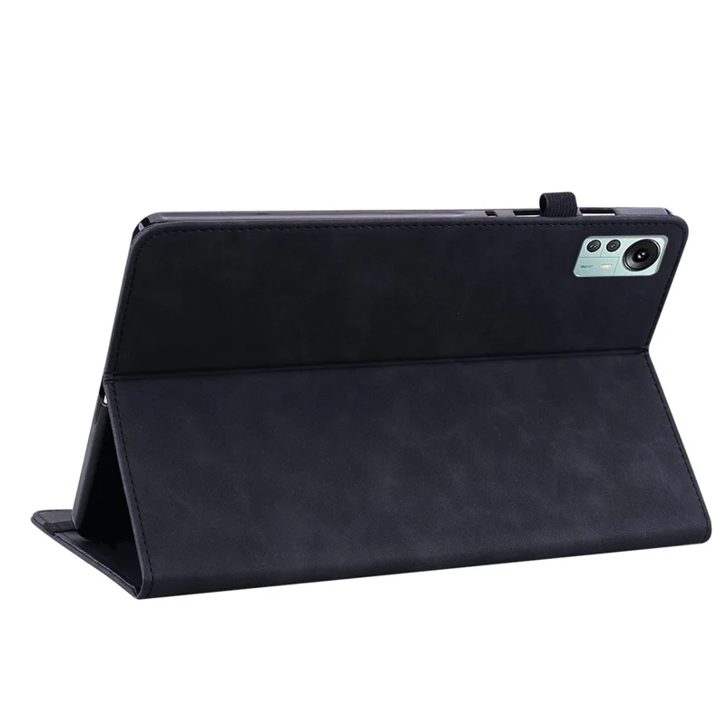 Caso de Couro PU Para Xiaomi Pad 5 Pro 12.4 (2022), Tampa do Comprimido de Cartão de Bolso Com Zíper de Cor Sólida Com Faixa Elástica - Preto