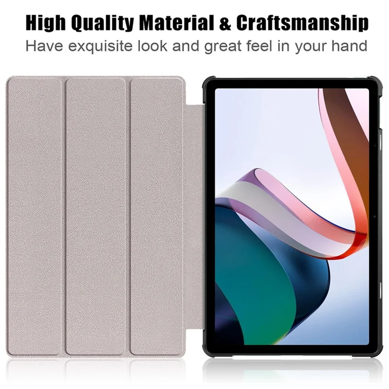 For Xiaomi Redmi Pad 10.6 PU Leather Full Protection Tablet Case Tri-fold Stand Auto Wake / Sleep Protective Cover - Dark Blue