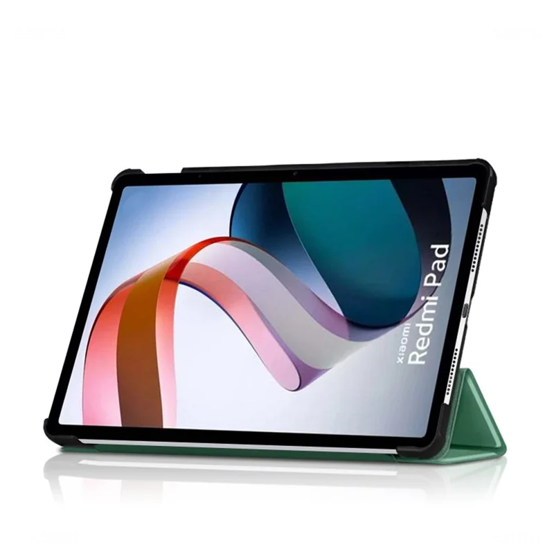 For Xiaomi Redmi Pad PU Leather Tablet Case Adjustable Tri-Fold Stand Shockproof Protective Case - Green