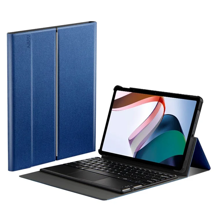 JIUYU For Xiaomi Redmi Pad Detachable Bluetooth-compatible Keyboard with Hinge Stand Leather Case - Blue