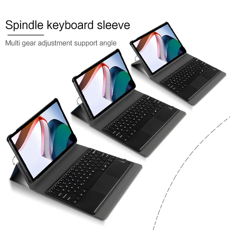 Jiuyu Pour Xiaomi Redmi Pad Docutable Bluetooth Clavier Sans Fil Détachable Avec Couvercle de Protection en Cuir PU Léger - le Noir