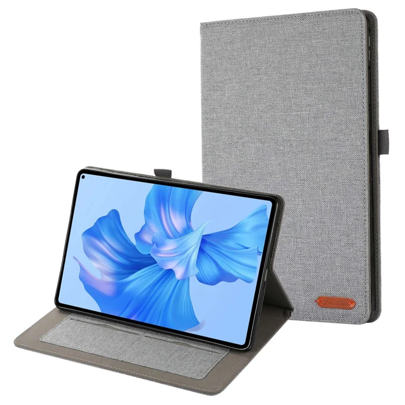 For Huawei MatePad Pro 11 (2022) Cloth Texture Stand Tablet Case PU Leather Card Holder Anti-scratch Cover - Grey