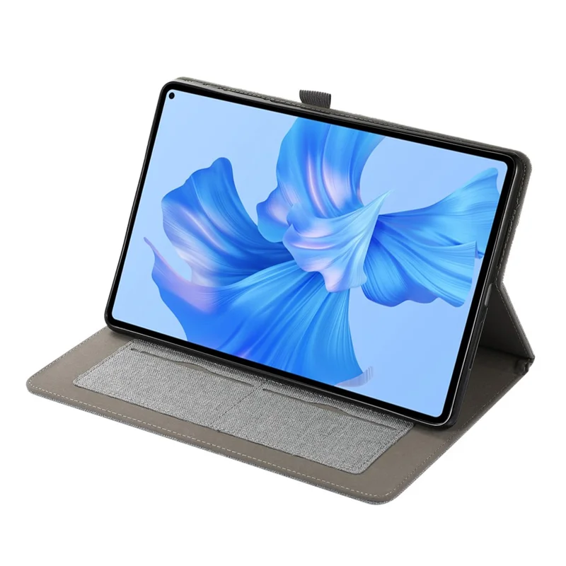 For Huawei MatePad Pro 11 (2022) Cloth Texture Stand Tablet Case PU Leather Card Holder Anti-scratch Cover - Grey