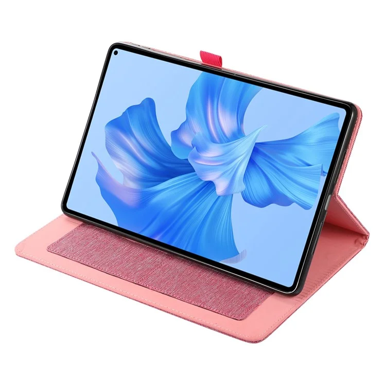 Для Huawei Matepad Pro 11 (2022) Текстура Текстура Текстура Корпус Кейс Корпус Держатель Кожаной Карты Против Скрещивания - Розовый