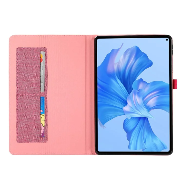 Для Huawei Matepad Pro 11 (2022) Текстура Текстура Текстура Корпус Кейс Корпус Держатель Кожаной Карты Против Скрещивания - Розовый