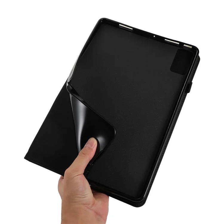 Para Xiaomi Pad 5 Pro 12.4 (2022) Textura de Tela PU Caja de Cuero Cubierta Protectora Con Ranuras Para Tarjetas - Negro