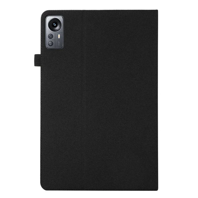 Para Xiaomi Pad 5 Pro 12.4 (2022) Textura de Tela PU Caja de Cuero Cubierta Protectora Con Ranuras Para Tarjetas - Negro