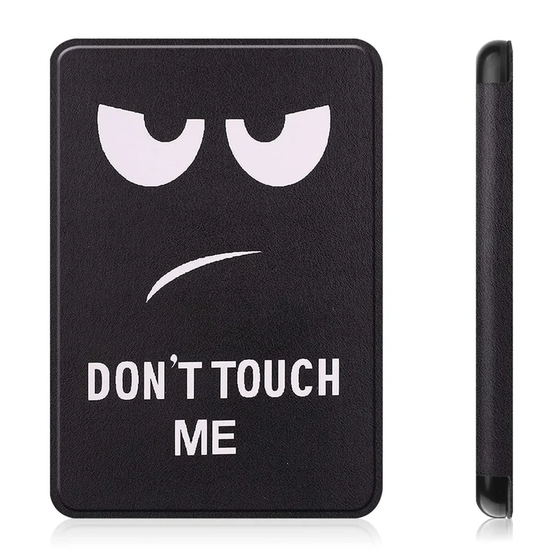 Para Amazon Kindle 6" (2022) PU Leather + PC Protective Case Pattern Printing Auto Sleep / Wake E-Reader Cover - Don't Touch Me