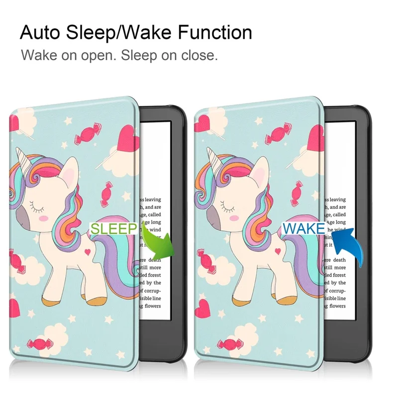 Für Amazon Kindle 6 Zoll (2024) / (2022) PU-Leder + PC-Schutzhülle mit Mustermotiv, automatische Ein-/Ausschaltfunktion, E-Reader-Hülle - Pferd