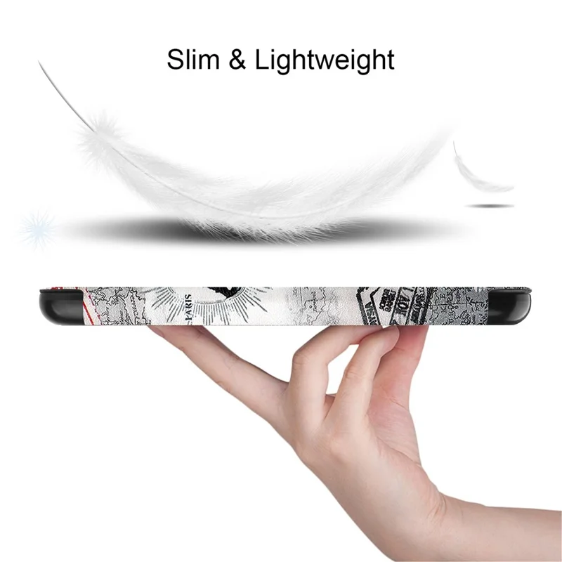 Cover protettiva per Amazon Kindle 6 pollici (2024) / (2022) in ecopelle + PC con stampa motivo a torre vintage, accensione/spegnimento automatico