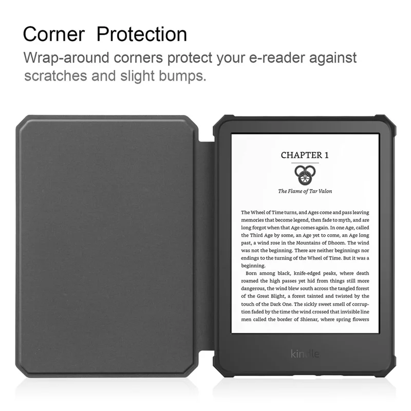 Für Amazon Kindle 6" (2022) PU-Leder + TPU-Hülle, Full Protection E-Reader-Cover mit automatischem Schlaf-/Aufwach-Modus - Schwärzlichgrün