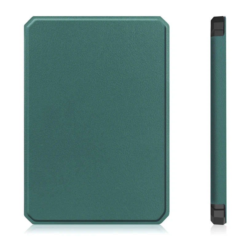 Für Amazon Kindle 6" (2022) PU-Leder + TPU-Hülle, Full Protection E-Reader-Cover mit automatischem Schlaf-/Aufwach-Modus - Schwärzlichgrün