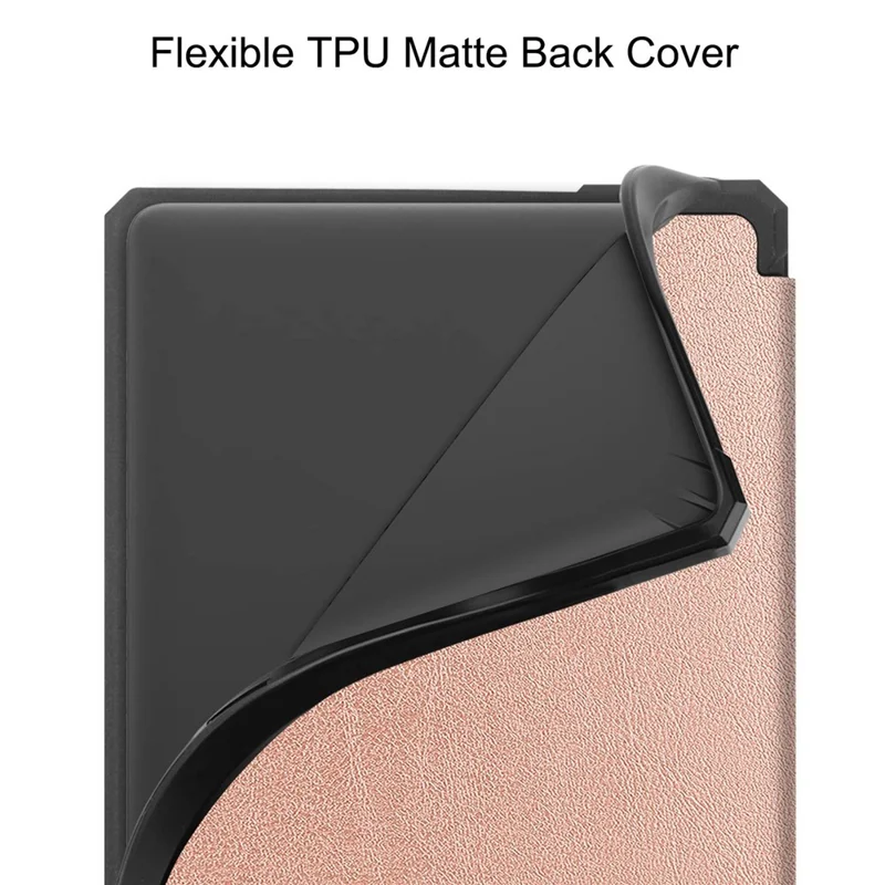 For Amazon Kindle 6 inch (2024) / (2022) PU Leather + TPU Case Full Protection E-Reader Cover with Auto Sleep / Wake - Rose Gold