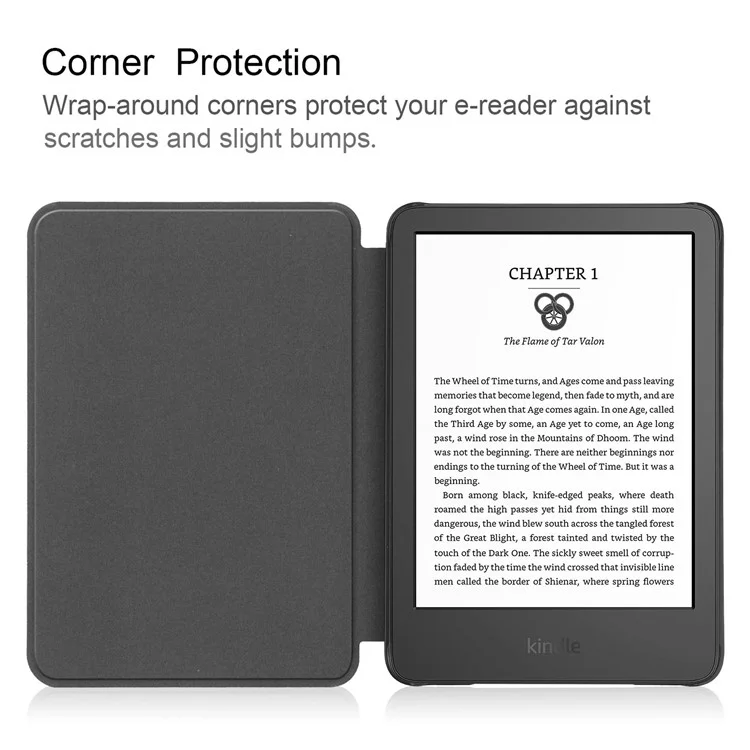 Для Amazon Kindle 6" (2022) Solid Color PU Leather Cover Auto Sleep / Wake Anti-Scratch E-Reader Case - Grey