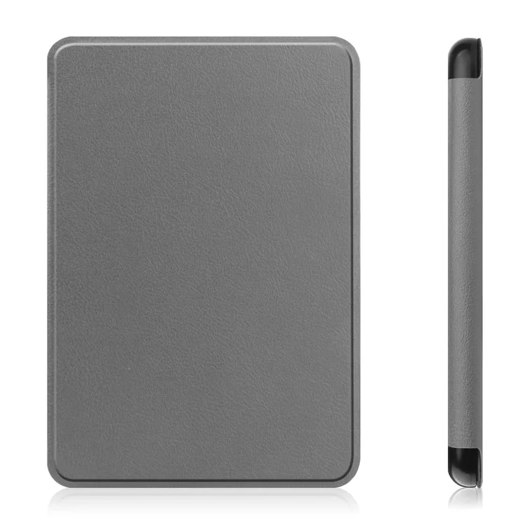 Для Amazon Kindle 6" (2022) Solid Color PU Leather Cover Auto Sleep / Wake Anti-Scratch E-Reader Case - Grey