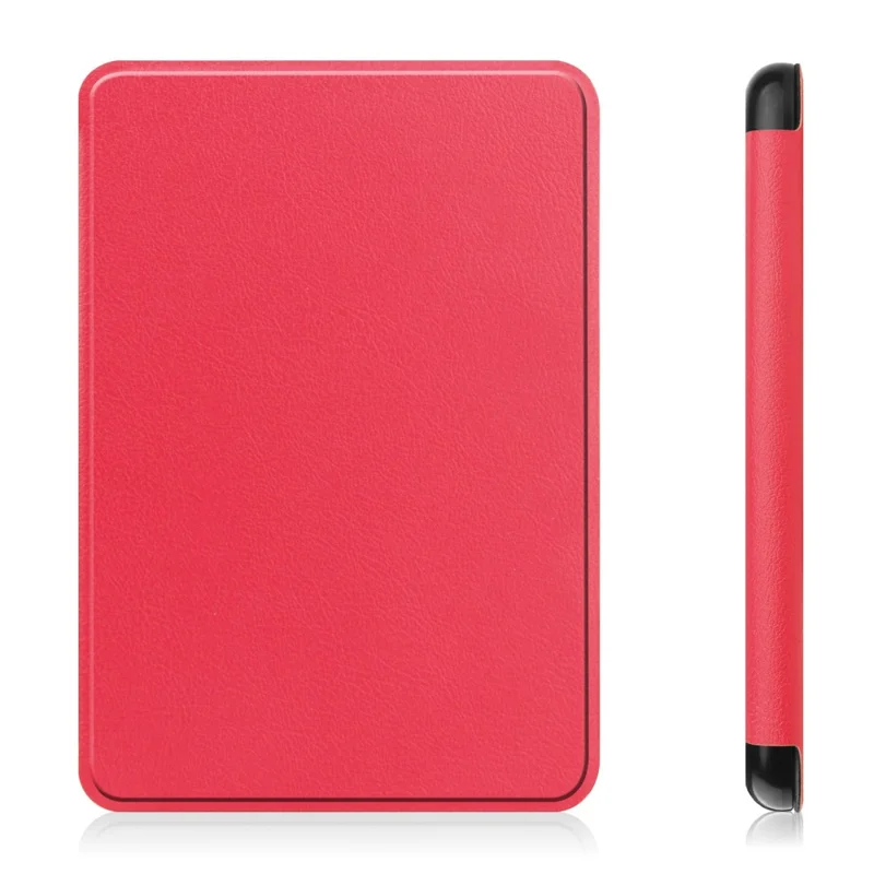 For Amazon Kindle 6 inch (2024) / (2022) Solid Color PU Leather Cover Auto Sleep / Wake Anti-Scratch E-Reader Case - Red