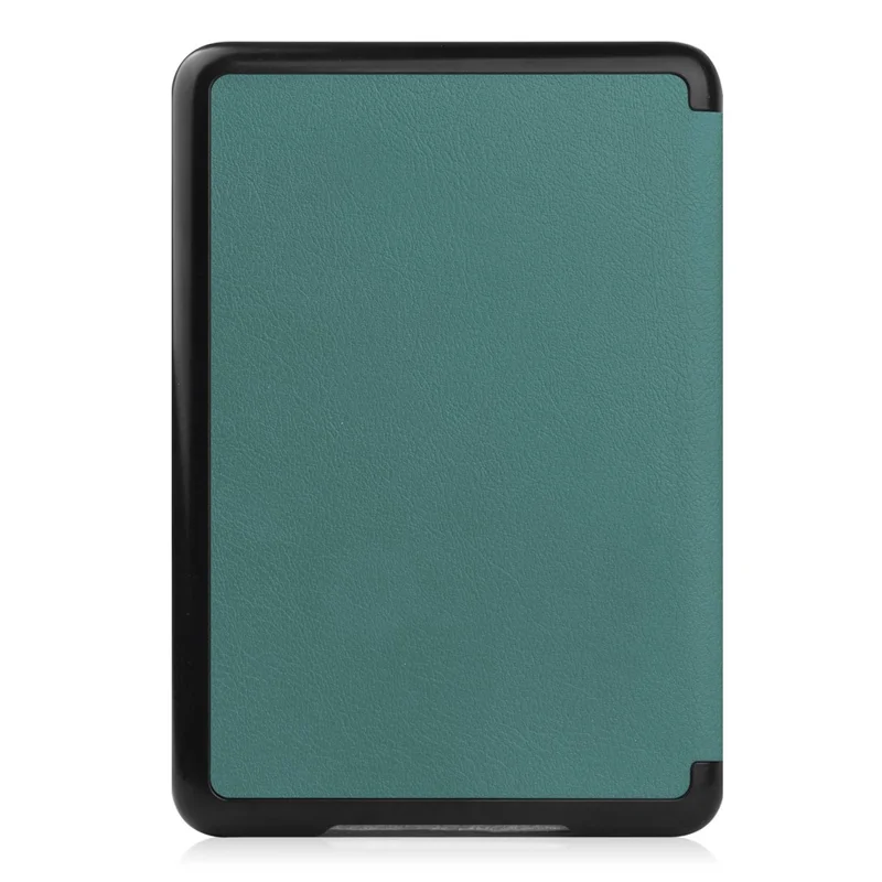Cover in ecopelle colore tinta unita per Amazon Kindle 6 pollici (2024) / (2022), custodia anti-graffio con accensione/spegnimento automatico - Verde scuro