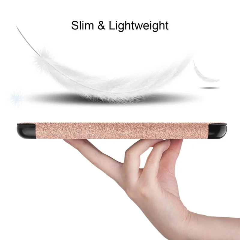 غطاء جلد PU بلون سادة لهاتف Amazon Kindle بحجم 6 بوصة (2024) / (2022)، حالة قارئ إلكتروني مقاومة للخدوش مع وظيفة الإيقاف والاستئناف التلقائي - ذهبي وردي