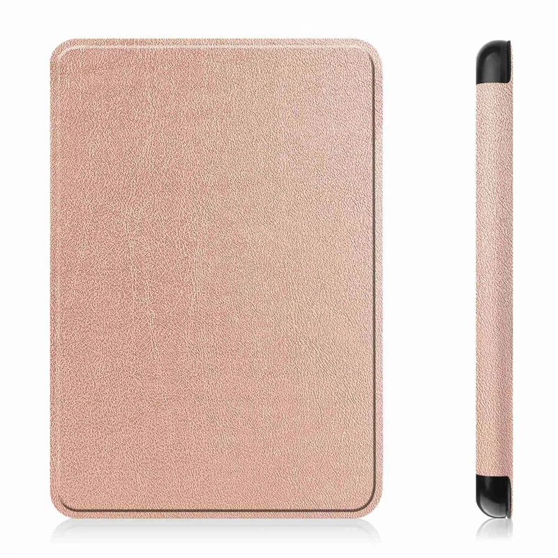 غطاء جلد PU بلون سادة لهاتف Amazon Kindle بحجم 6 بوصة (2024) / (2022)، حالة قارئ إلكتروني مقاومة للخدوش مع وظيفة الإيقاف والاستئناف التلقائي - ذهبي وردي