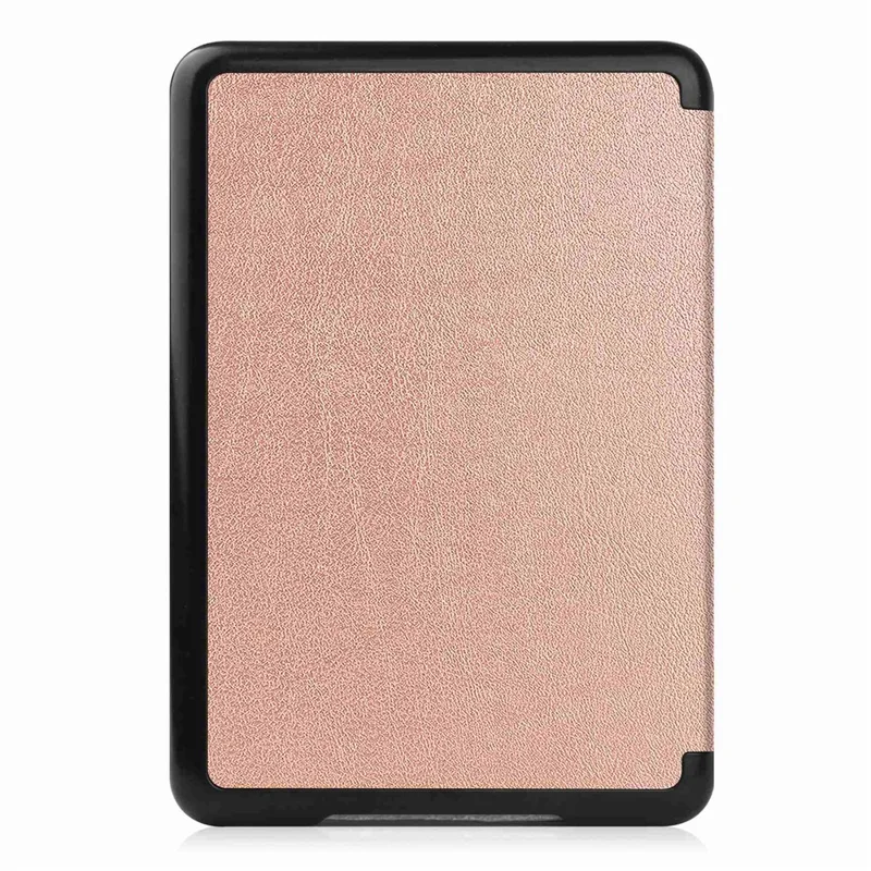غطاء جلد PU بلون سادة لهاتف Amazon Kindle بحجم 6 بوصة (2024) / (2022)، حالة قارئ إلكتروني مقاومة للخدوش مع وظيفة الإيقاف والاستئناف التلقائي - ذهبي وردي