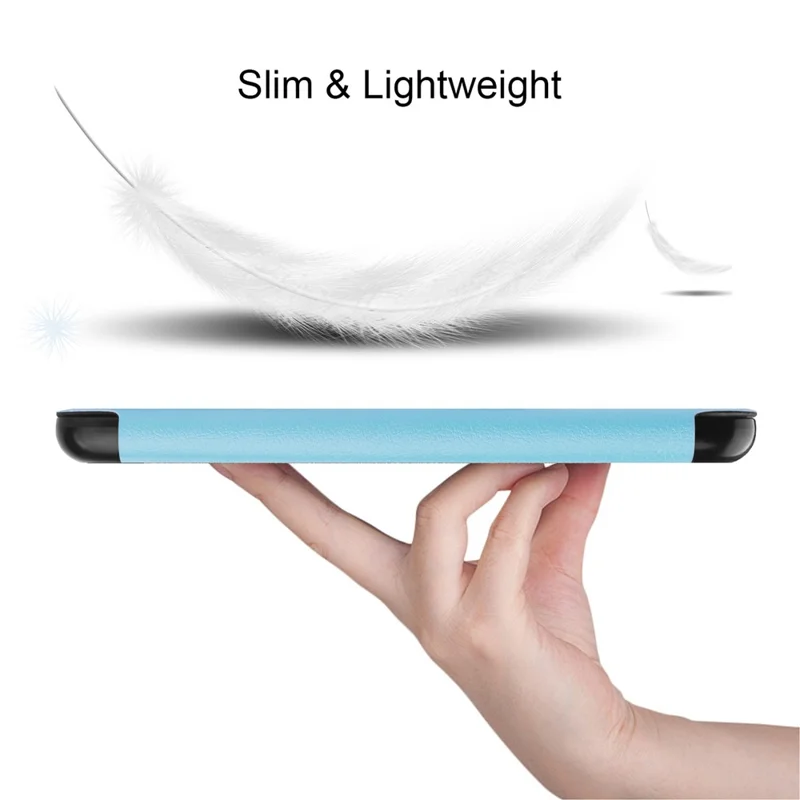 Capa de Couro Sintético Cor Sólida para Amazon Kindle 6 polegadas (2024) / (2022), Capa com Função Automática de Suspensão/Ligação, Capa Anti-Risco para Leitor de E-Books - Azul Céu