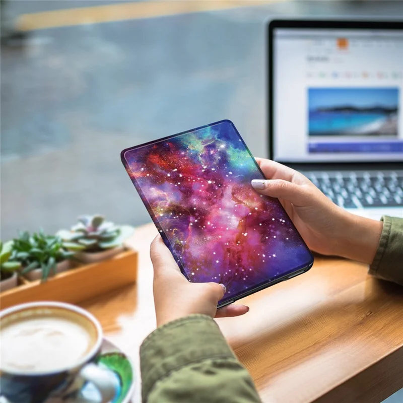 Für Amazon Kindle Youth Edition 2022 Musterdruck-Tablet-Hülle aus PU-Leder, automatische Ein-/Aus-Funktion, intelligente stoßfeste Schutzhülle - Galaxy