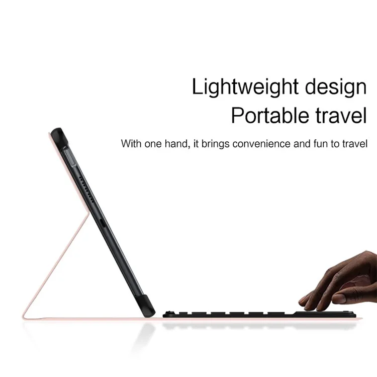 JIUYU For Huawei MateBook E Go Detachable Bluetooth-compatible Keyboard with Hinge Stand Leather Case - Pink