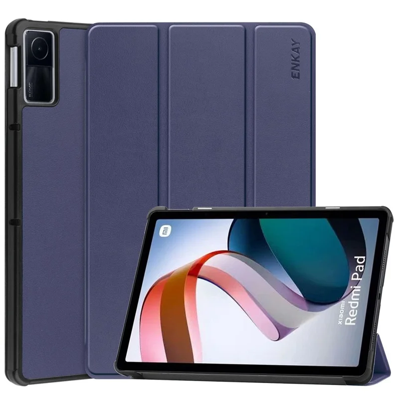 ENKAY HAT PRINCE For Xiaomi Redmi Pad 10.61" Shockproof Case PU Leather Hard PC Tablet Stand Case Trifold Protective Cover Support Auto Wake  /  Sleep - Dark Blue