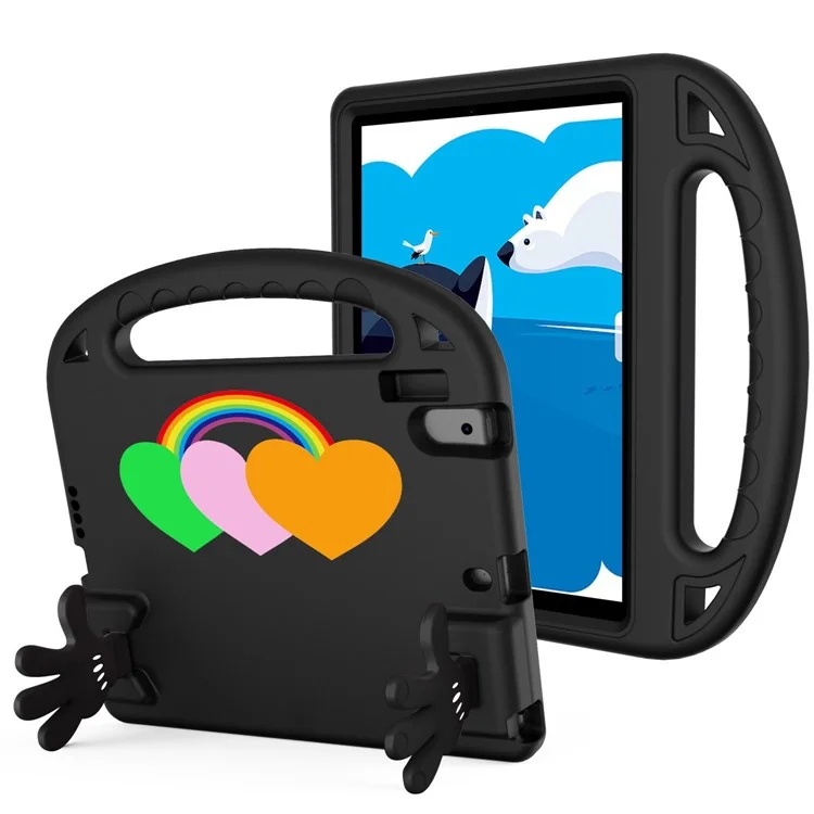Для Ipad Air (2013) / Воздух 2 / Ipad 9,7-дюймовый (2017) /(2018) EVA Protective Case Love Heart Fasher Shape Cover Tablet Cover с Ручкой Рукоятки / Подставка - Черный