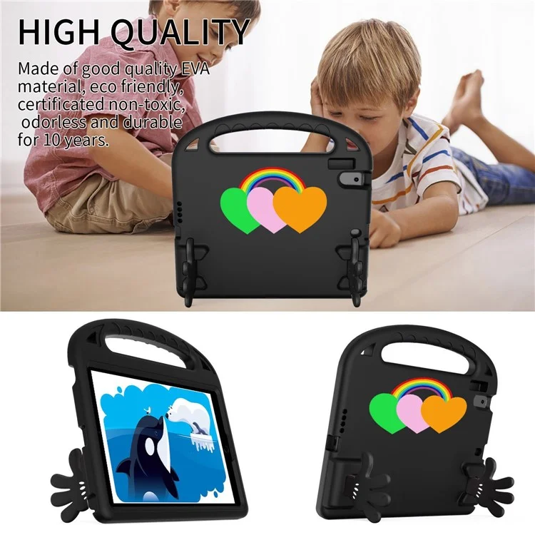 Для Ipad Air (2013) / Воздух 2 / Ipad 9,7-дюймовый (2017) /(2018) EVA Protective Case Love Heart Fasher Shape Cover Tablet Cover с Ручкой Рукоятки / Подставка - Черный