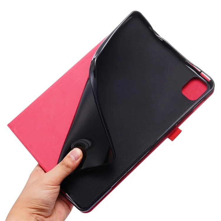 Чехол из текстурной ткани для Xiaomi Pad 5 / Pad 5 Pro, полная защита корпуса, держатель для карт, подставка для чтения - Красный