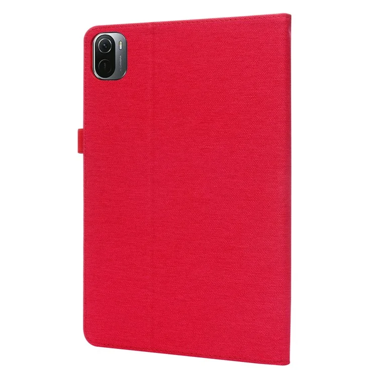 Чехол из текстурной ткани для Xiaomi Pad 5 / Pad 5 Pro, полная защита корпуса, держатель для карт, подставка для чтения - Красный