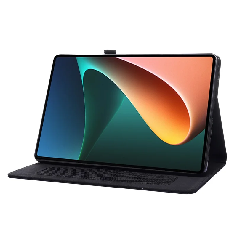 For Xiaomi Pad 5 / Pad 5 Pro Cloth Texture Tablet Case Full Body Protection PU Leather Card Holder Folio Stand Cover - Black