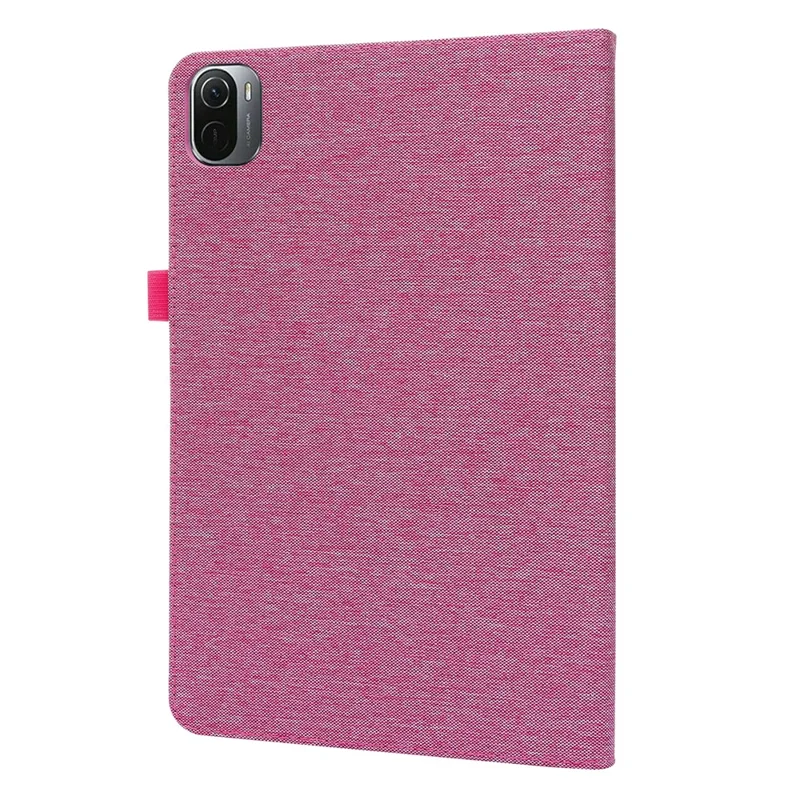 For Xiaomi Pad 5 / Pad 5 Pro Cloth Texture Tablet Case Full Body Protection PU Leather Card Holder Folio Stand Cover - Pink