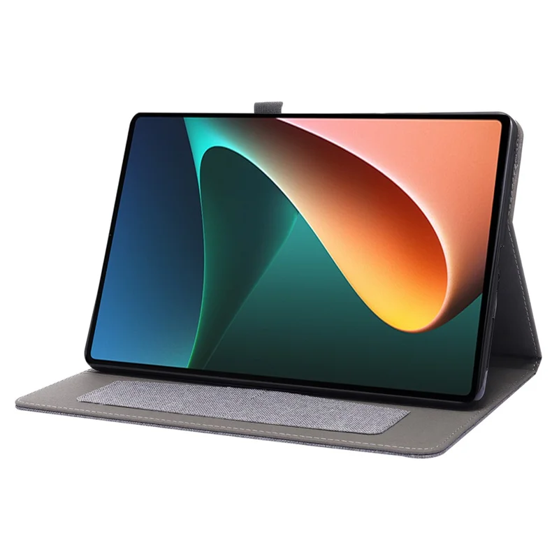 For Xiaomi Pad 5 / Pad 5 Pro Cloth Texture Tablet Case Full Body Protection PU Leather Card Holder Folio Stand Cover - Grey